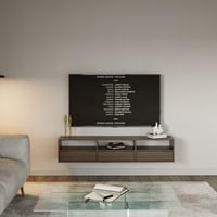 Comodă TV Selsey Wisconsin, nuc, 150x30x30 cm, suport TV suspendat cu ușă culisantă și sistem Push to Open, mobilier pentru living 4