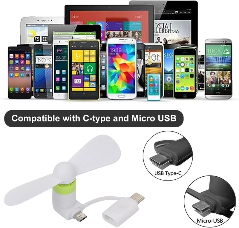 SEMINISMAR Mini USB Ventilátor Telefonhoz, Hordozható Telefon Hűtő Android/Type-C
