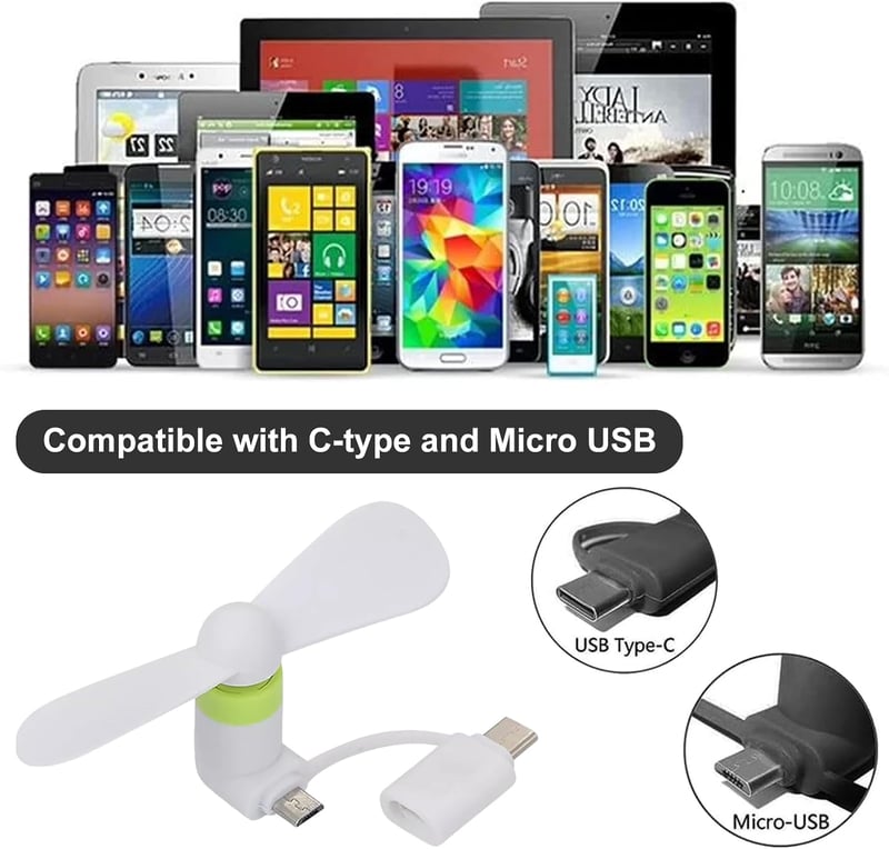 SEMINISMAR Mini USB Ventilátor Telefonhoz, Hordozható Telefon Hűtő Android/Type-C