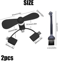 SEMINISMAR USB Type-C hordozható mini ventilátor 2db fekete 2