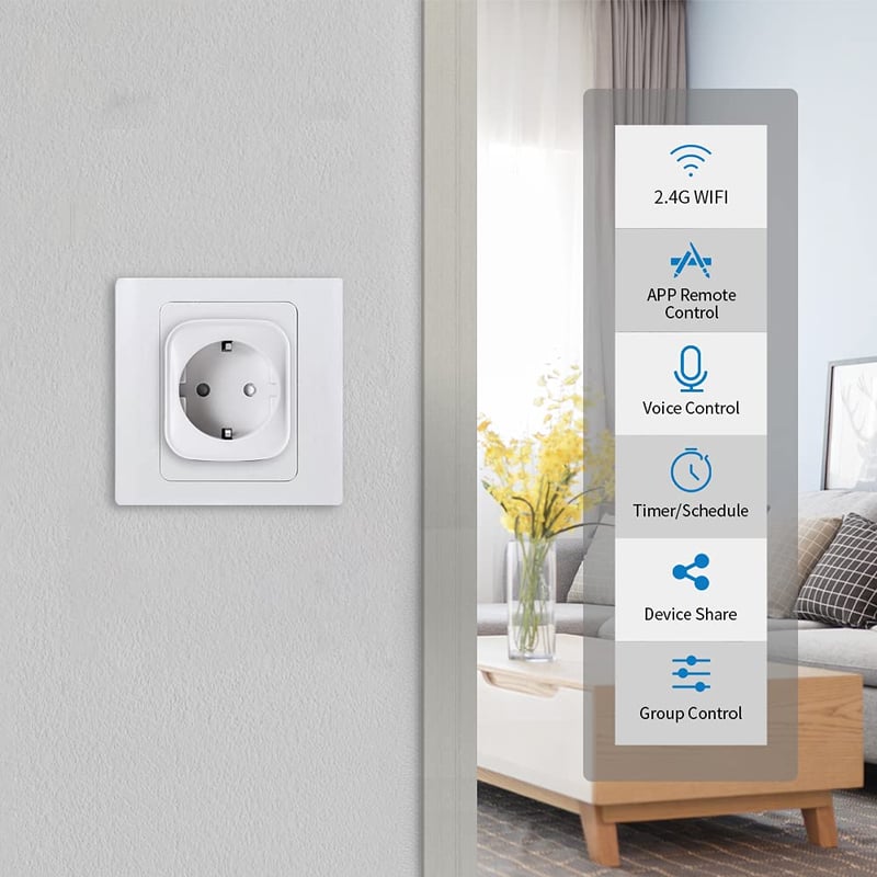 SenChip Smart Socket WiFi okos konnektor Alexa Google Home távirányítóval