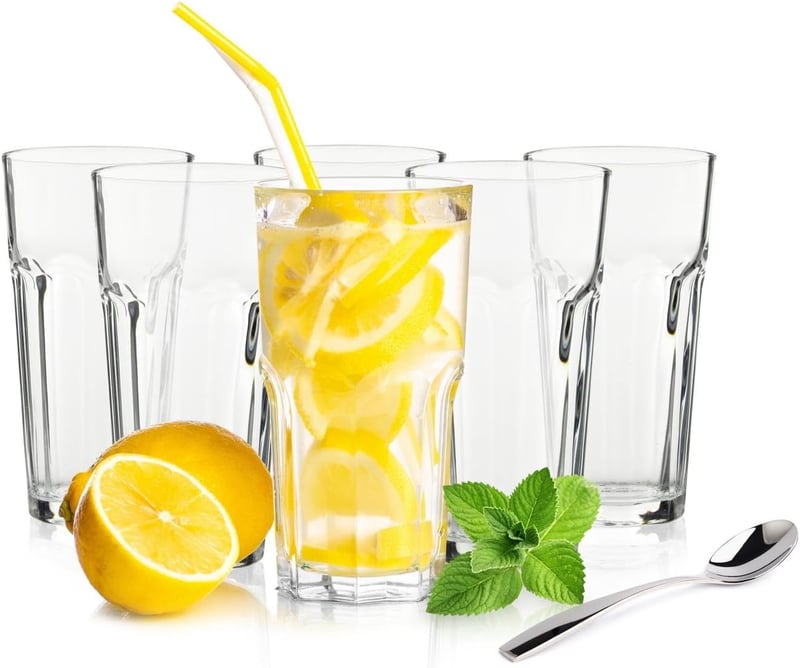 Sendez 6 darabos hosszú pohár szett 425 ml koktél kávé tea italos poharak - Glass