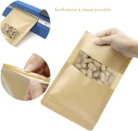 SENENQU 200 db Papírzacskó Ablakkal, 9x14 cm Álló Kraft Tasak Élelmiszerhez és Dióhoz 6