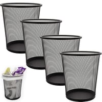 Set 4 coșuri de gunoi metalice SENENQU 12L, negru, tip plasă, pentru birou 1