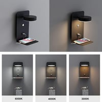 SENFAY 2db LED fali lámpa USB töltővel, 12W, dimmelhető érintőképernyős, 350° forgatható olvasólámpa 4