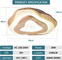 SENFAY 3 szintes LED mennyezeti lámpa tölgy színű fa dekorációval távirányítóval 5