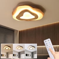 SENFAY 3 szintes LED mennyezeti lámpa tölgy színű fa dekorációval távirányítóval 1
