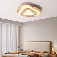 SENFAY 3 szintes LED mennyezeti lámpa tölgy színű fa dekorációval távirányítóval 4