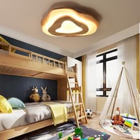 SENFAY 3 szintes LED mennyezeti lámpa tölgy színű fa dekorációval távirányítóval 7