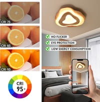 SENFAY 3 szintes LED mennyezeti lámpa tölgy színű fa dekorációval távirányítóval 6