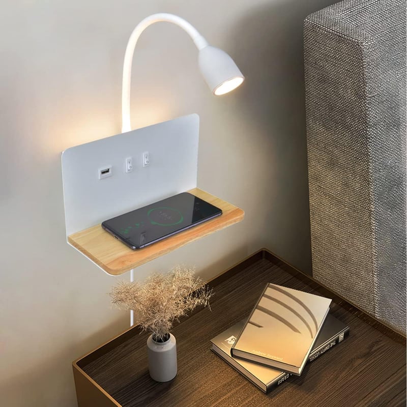 SENFAY Dimmer LED Fali Lámpa Vezeték Nélküli Töltéssel és USB Porttal