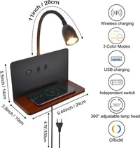 SENFAY LED fali lámpa vezeték nélküli töltéssel, USB-A/C portokkal, 3 színhőmérséklet 4