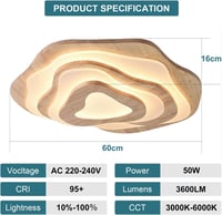 SENFAY LED Mennyezeti Lámpa fa hatású dimmelhető távirányítóval 50W - 60 cm 4