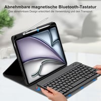 SENGBIRCH Billentyűzetes Tok iPad Air 6 11 Hüvelyk M3 2025/M2 2024 - Német QWERTZ Mágneses Leválasztható Billentyűzet Ceruza Tartóval Fekete 4