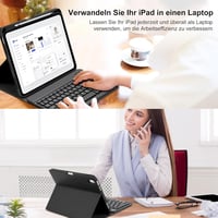SENGBIRCH Billentyűzetes Tok iPad Air 6 11 Hüvelyk M3 2025/M2 2024 - Német QWERTZ Mágneses Leválasztható Billentyűzet Ceruza Tartóval Fekete 3