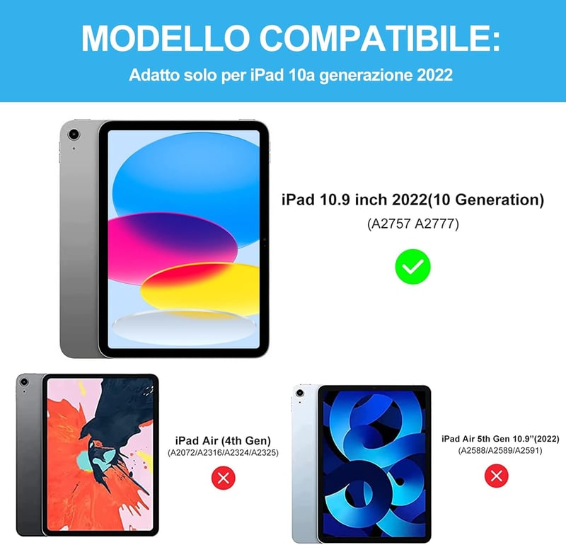 SENGBIRCH Bluetooth Billentyűzet iPad 10 Generáció 2022 10.9 Hüvelyk Védőtok Állvánnyal Apple Pencil Tartóval Fekete