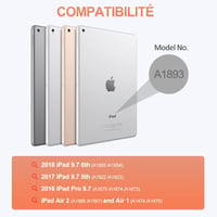 SENGBIRCH Bluetooth Billentyűzetes Tok iPad 2018/2017/Air/Pro 9.7 Modellekhez - Levehető AZERTY Billentyűzet, Ceruzatartó, Fekete 2