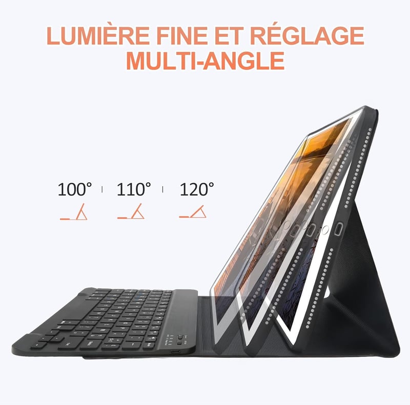 SENGBIRCH Bluetooth Billentyűzetes Tok iPad 2018/2017/Air/Pro 9.7 Modellekhez - Levehető AZERTY Billentyűzet, Ceruzatartó, Fekete