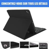 SENGBIRCH Bluetooth Billentyűzetes Tok iPad 2018/2017/Air/Pro 9.7 Modellekhez - Levehető AZERTY Billentyűzet, Ceruzatartó, Fekete 7