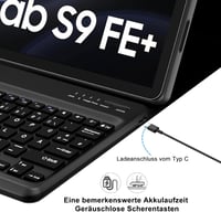 SENGBIRCH Bluetooth Billentyűzetes Tok Samsung Galaxy Tab S10 Plus/S9 FE+ 12.4" Tablethez - Levehető QWERTZ Billentyűzet, Háttérvilágítás, F 4
