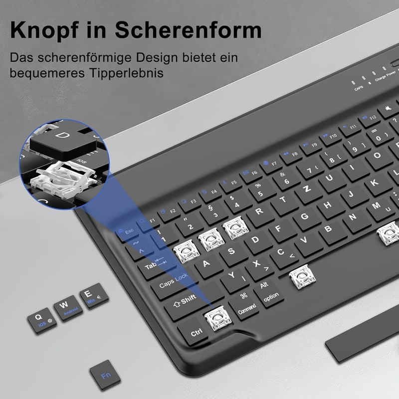 SENGBIRCH Bluetooth Billentyűzetes Tok Samsung Galaxy Tab S10 Plus/S9 FE+ 12.4" Tablethez - Levehető QWERTZ Billentyűzet, Háttérvilágítás, F