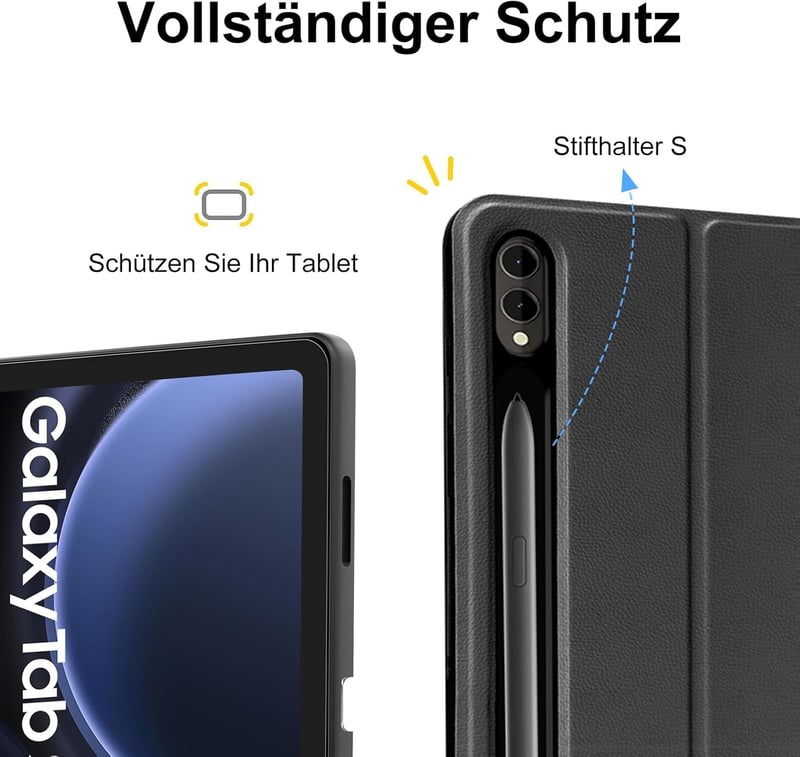 SENGBIRCH Bluetooth Billentyűzetes Tok Samsung Galaxy Tab S10 Plus/S9 FE+ 12.4" Tablethez - Levehető QWERTZ Billentyűzet, Háttérvilágítás, F