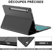 SENGBIRCH Bluetooth Billentyűzetes Tok Samsung Galaxy Tab S10 FE/S9 FE 10.9" Tablethez - 7 Színű RGB Háttérvilágítás, Levehető Billentyűzet, 6