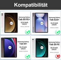 SENGBIRCH Bluetooth Billentyűzetes Tok Samsung Galaxy Tab S10 Plus/S9 FE+ 12.4" Tablethez - Levehető QWERTZ Billentyűzet, Háttérvilágítás, F 2