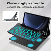 SENGBIRCH Bluetooth Billentyűzetes Tok Samsung Galaxy Tab S10 FE/S9 FE 10.9" Tablethez - 7 Színű RGB Háttérvilágítás, Levehető Billentyűzet, 4