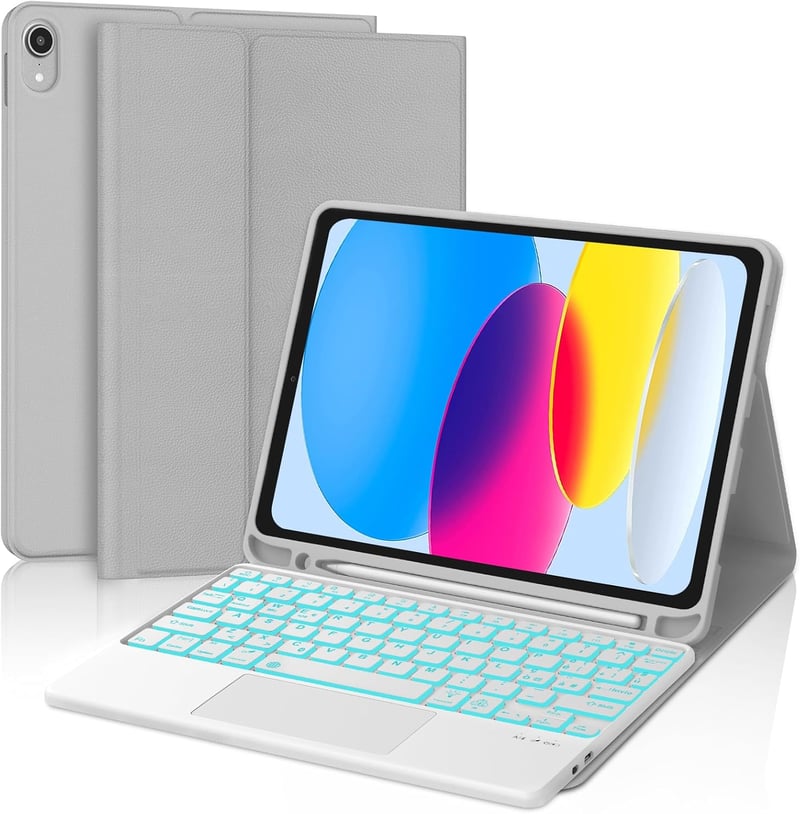 SENGBIRCH iPad 10.9" Billentyűzet Tok 7 Szín Háttérvilágítás Trackpad Szürke