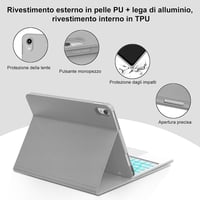 SENGBIRCH iPad 10.9" Billentyűzet Tok 7 Szín Háttérvilágítás Trackpad Szürke 5