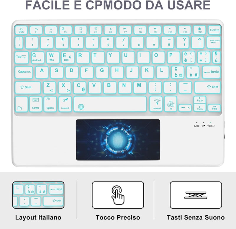 SENGBIRCH iPad 10.9" Billentyűzet Tok 7 Szín Háttérvilágítás Trackpad Szürke