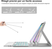 SENGBIRCH iPad 10.9" Billentyűzet Tok 7 Szín Háttérvilágítás Trackpad Szürke 6