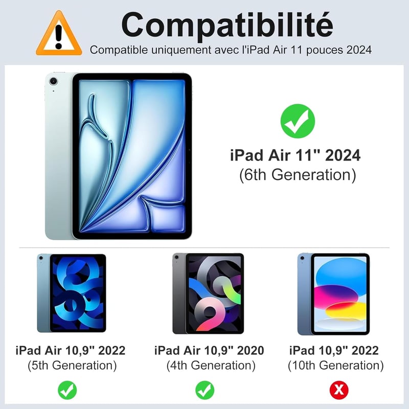 SENGBIRCH iPad Air 11 2024 Billentyűzetes Tok AZERTY Billentyűzettel Világos Rózsaszín