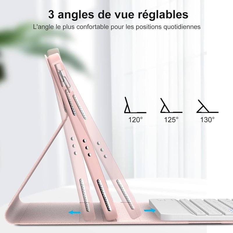 SENGBIRCH iPad Air 11 2024 Billentyűzetes Tok AZERTY Billentyűzettel Világos Rózsaszín