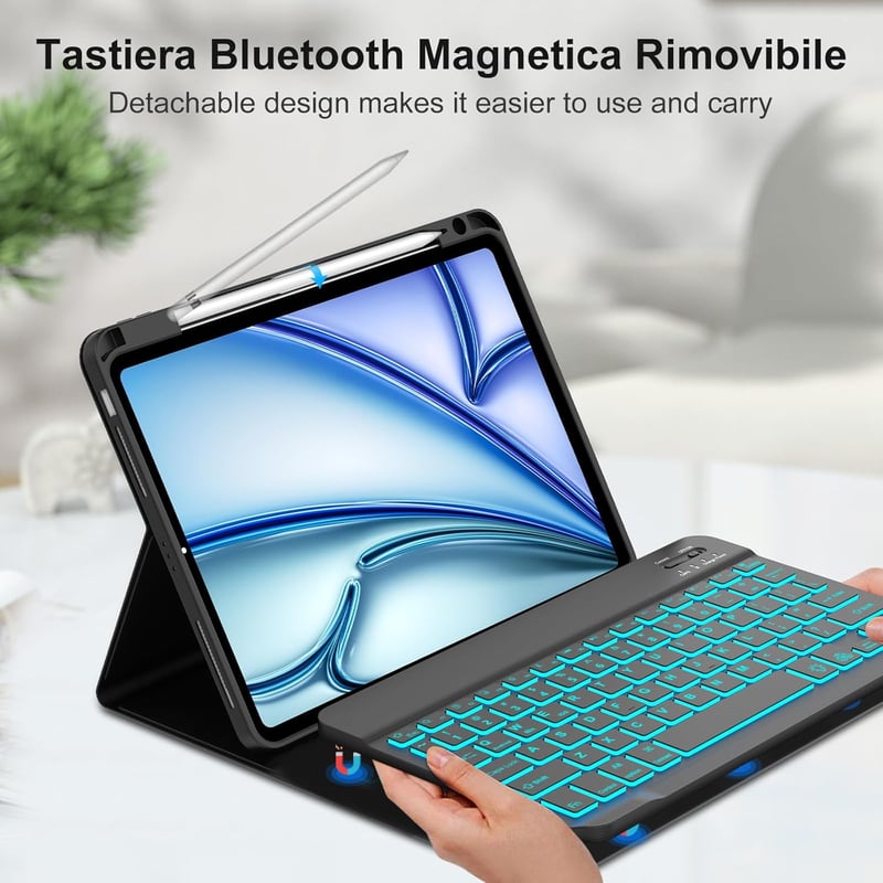 SENGBIRCH iPad Air 11 hüvelyk M3 2025/M2 2024 Bluetooth billentyűzet tok háttérvilágítással és trackpaddal iPad Pro 11 inch kompatibilis