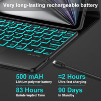 SENGBIRCH iPad Air 11 hüvelyk M3 2025/M2 2024 Bluetooth billentyűzet tok háttérvilágítással és trackpaddal iPad Pro 11 inch kompatibilis 5