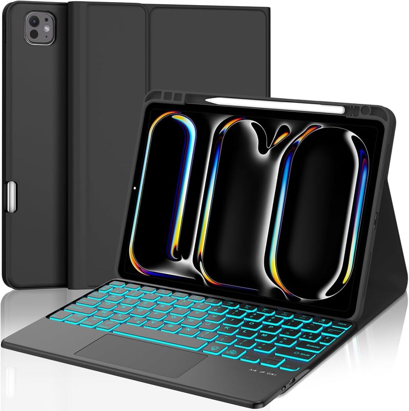 SENGBIRCH iPad Pro 11 M4 2024 Billentyűzet Tok Francia AZERTY Trackpad Világító