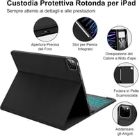 SENGBIRCH iPad Pro 12.9 Billentyűzet Tok Vezeték Nélküli Bluetooth 7 Szín Háttérvilágítás 5