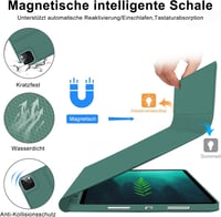 SENGBIRCH iPad Pro 12.9 Mágneses Billentyűzet Tok Német QWERTZ Touchpad Sötétzöld 6