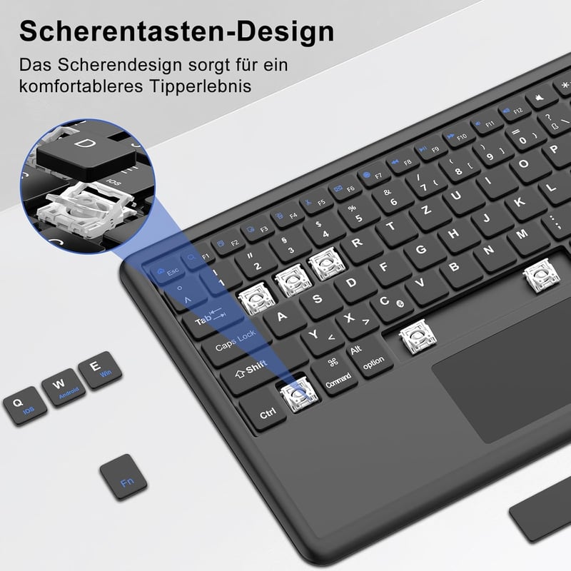SENGBIRCH iPad Pro 12.9 Mágneses Billentyűzet Tok Német QWERTZ Touchpad Sötétzöld