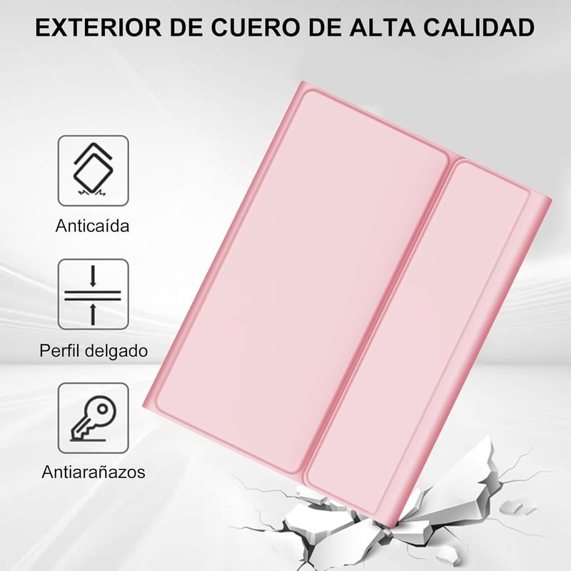 SENGBIRCH Lenovo Tab P12 2023 12.7" Bluetooth Billentyűzet Tok Világosrózsaszín
