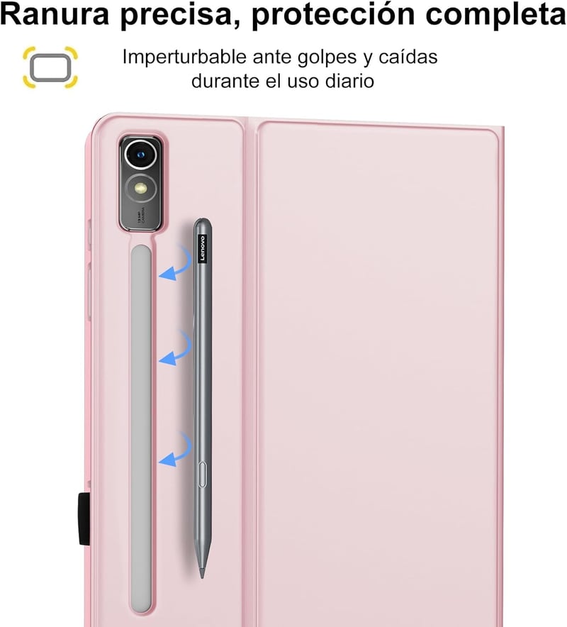 SENGBIRCH Lenovo Tab P12 2023 12.7" Bluetooth Billentyűzet Tok Világosrózsaszín