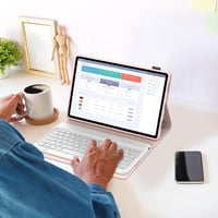 SENGBIRCH Lenovo Tab P12 2023 12.7" Bluetooth Billentyűzet Tok Világosrózsaszín 4