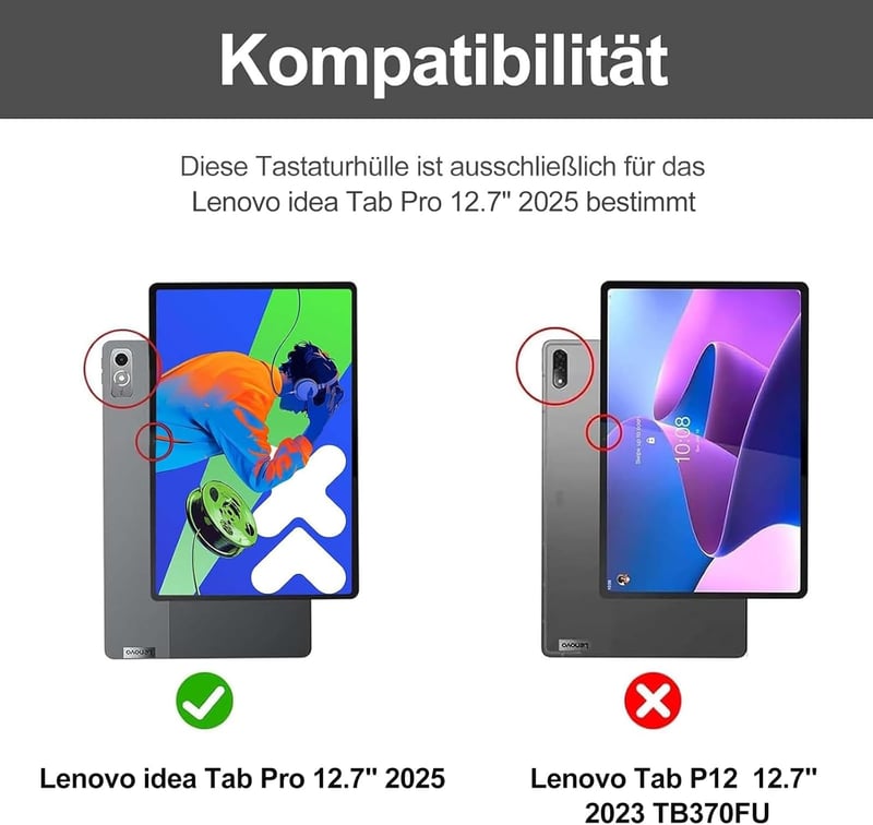 SENGBIRCH Lenovo Tab Pro 12.7 Bluetooth Billentyűzet Tok Mágneses Leválasztható Fekete