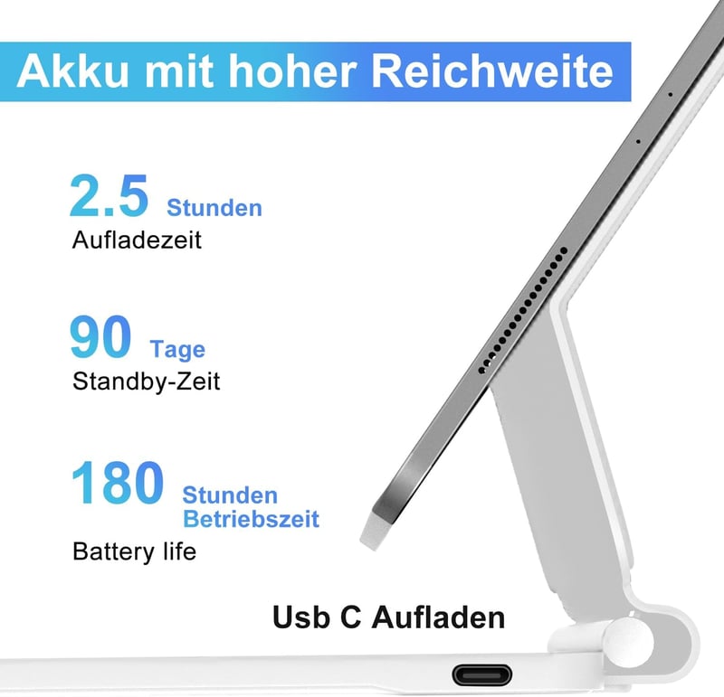 SENGBIRCH Magic Keyboard iPad 11" 10.9" Német QWERTZ Háttérvilágítás Trackpad Fehér
