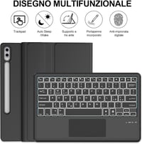 SENGBIRCH Mágneses Billentyűzetes Tok Samsung Galaxy Tab S9FE+ 12.4" Bluetooth Billentyűzettel - Fekete 4