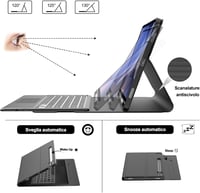SENGBIRCH Mágneses Billentyűzetes Tok Samsung Galaxy Tab S9FE+ 12.4" Bluetooth Billentyűzettel - Fekete 6