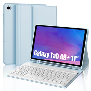 SENGBIRCH futrola s Bluetooth tipkovnicom za Samsung Galaxy Tab A9+ 11 inča - Odvojiva bežična tipkovnica za Galaxy Tab A9+ 2023, svijetlo plava