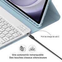 SENGBIRCH futrola s Bluetooth tipkovnicom za Samsung Galaxy Tab A9+ 11 inča - Odvojiva bežična tipkovnica za Galaxy Tab A9+ 2023, svijetlo plava 5